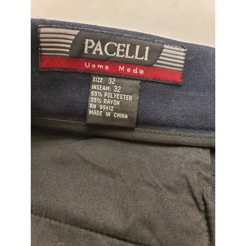 Pacelli Uomo Moda‎ Men's 32x30 Navy Blue Pleated Dress Pants Wide Leg Cuffed NWT